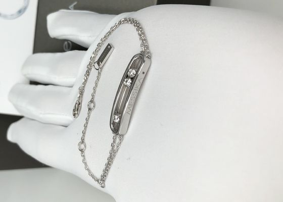 Kein Edelstein Messika verdoppeln Ketten-18k Weißgold Diamond Bracelet Large Size