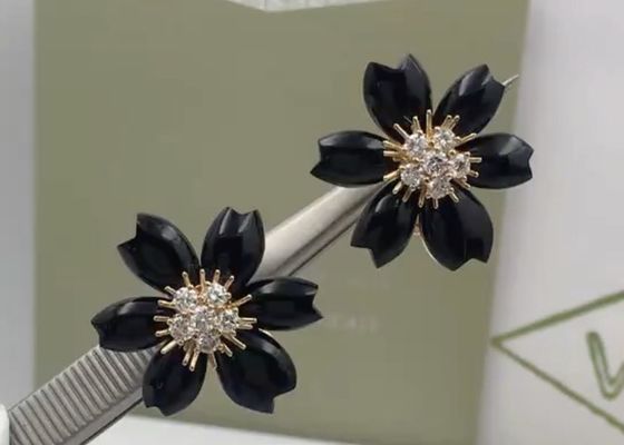 Ohrringe des Freundin-Geschenk-elegante Spitzen-Gold18k mit Diamanten