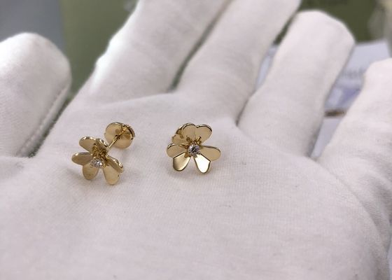 Einzigartige Goldohrringe Luster Diamonds 18K mit dem Herz-geformten Blumenblatt