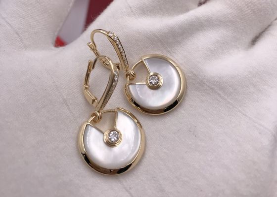 Klassisches weißes Perlmutt elegante Amulette De Cartier Earrings